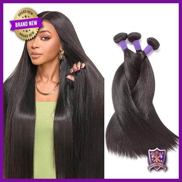 3 Bundles Straight Human Hair Extensions 24 26 28 Inch Sew-In main image 4